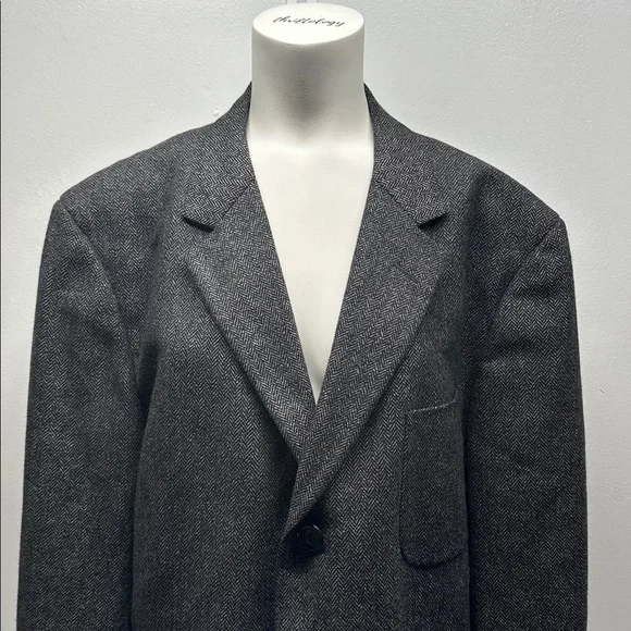 Ermenegildo Zegna Soft Pure Cashmere Blazer Jacket Coat Black Gray Men's US 42 R